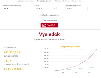 Mesačná investícia 680 eur na 30 rokov