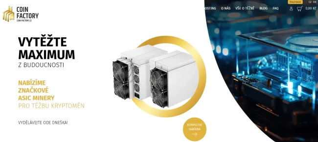 Ťažba kryptomien pomocou platformy Coin Factory