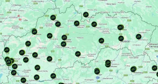 Mapa Kvakomatov na Slovensku