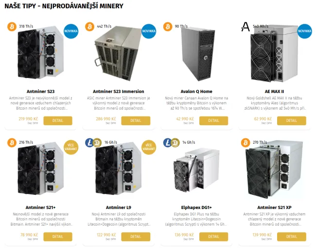 Široký výber ASIC minerov