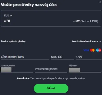 Vklad eur na účet eToro