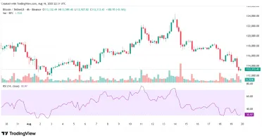Vývoj RSI a ceny Bitcoinu