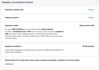 Základné poplatky na eToro