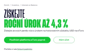 Získajte úrok až 4,3 % s eToro