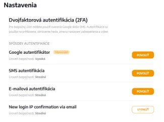 Bezpečnostné nastavenia