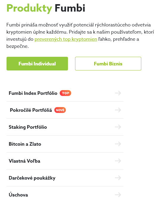 Individuálne produkty Fumbi