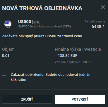 Nákup US500 indexu