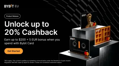 20 % cashback s kartou Bybit EU