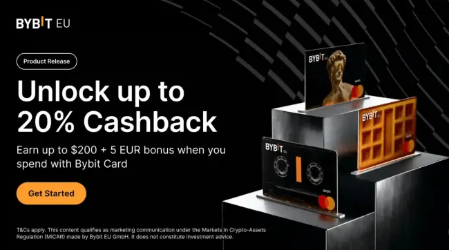 20 % cashback s kartou Bybit EU