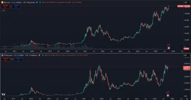 Ceny Bitcoinu a Etherea
