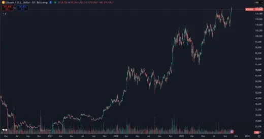 Dlhoročný rast kryptomeny Bitcoin