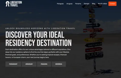 Domovská stránka Liberation Travel