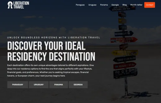 Domovská stránka Liberation Travel