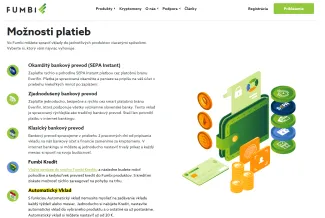 Možnosti platieb cez Fumbi