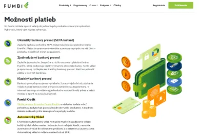 Možnosti platieb cez Fumbi
