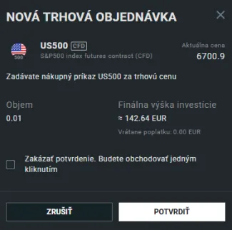 Nákup US500 na XTB