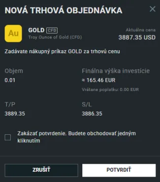 Nákup zlata na XTB