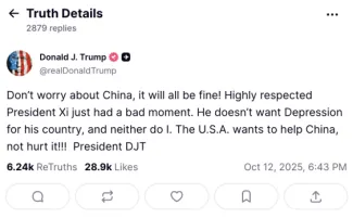 Príspevok Donalda Trumpa na Truth Social