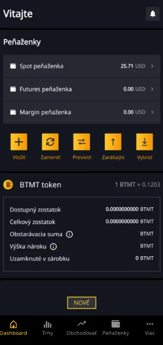 Ukážka domovskej stránky mobilnej aplikácie