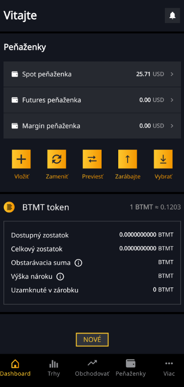 Ukážka domovskej stránky mobilnej aplikácie