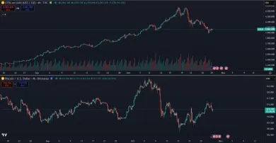 Zlato a Bitcoin v korekcii