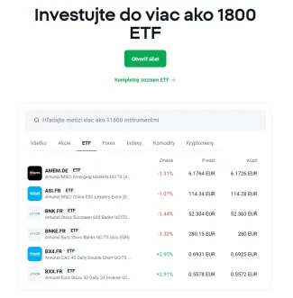 Široký výber ETF na XTB