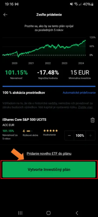 Výkonnosť ETF