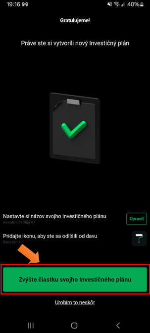 Vytvorenie investičného plánu