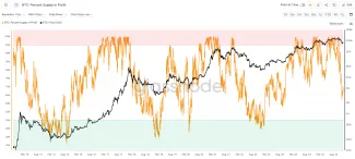 Bitcoin a podiel ponuky v zisku