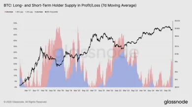 Pomer zisku a straty u držiteľov BTC