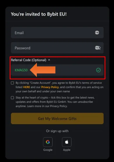 Registrácia na Bybit EU
