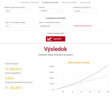 Pravidelné investovanie na 10 rokov