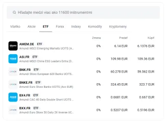 Široký výber ETF na XTB platforme