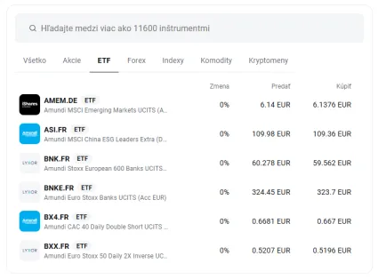 Široký výber ETF na XTB platforme