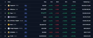 Top meme coiny podľa kapitalizácie