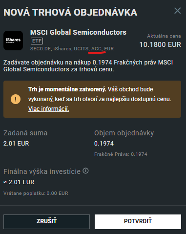 Typ akumulačného ETF na XTB
