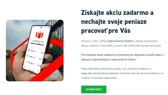 Akcia zadarmo od XTB