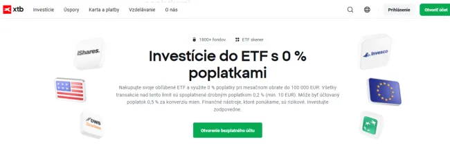 Akcie a ETF na XTB sú bez poplatkov