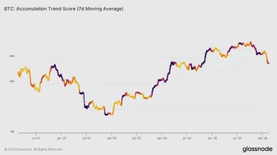Bitcoin podľa skóre akumulácie