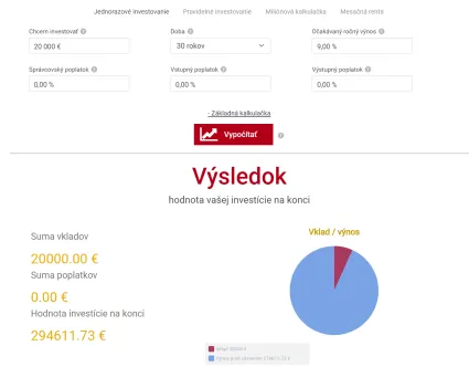 Jednorazová investícia 20 000 eur