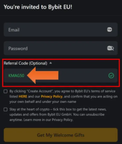 Registrácia na Bybit EU s kódom KMAG50