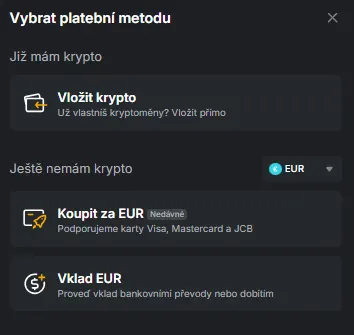 Možnosti vkladu na Bybit EU
