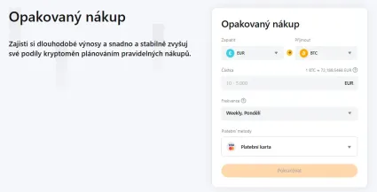 Nastavenie opakovaného nákupu