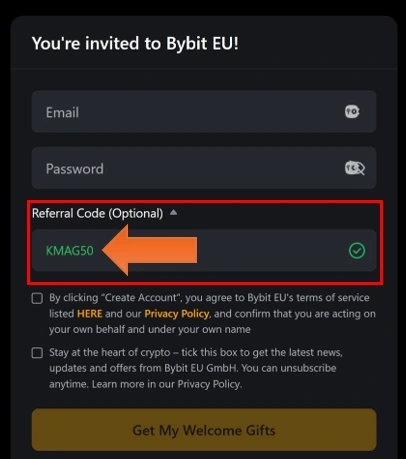Registračný kód pre Bybit EU