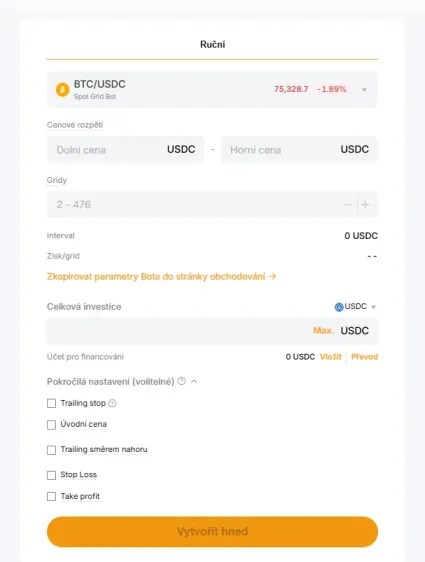 Spot Grid bot na Bybit EU