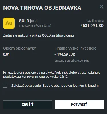 Nákup CFD pre zlato