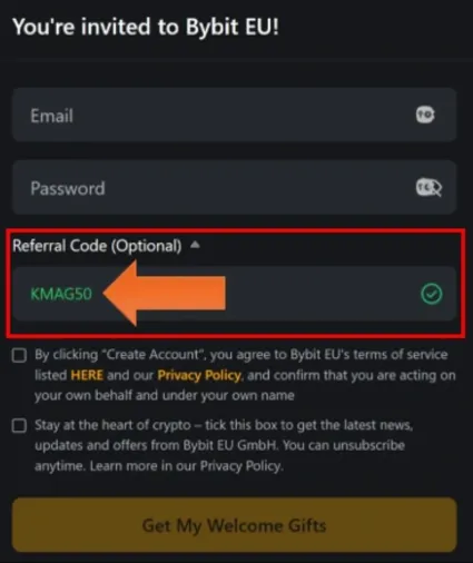 Registr&aacute;cia na Bybit EU