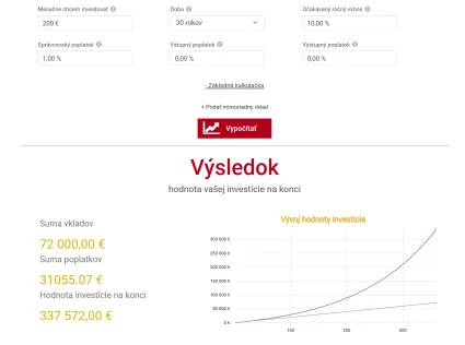 200 eur mesačne s poplatkom 1 percento ročne