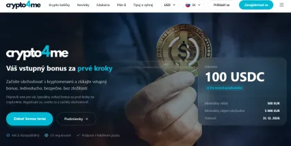 Z&iacute;skajte bonus 100 USDC