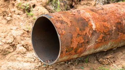 Hrdzavé vodovodné potrubie